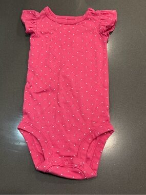Carter's Hot Pink One-Piece Bodysuit with Tiny White Hearts